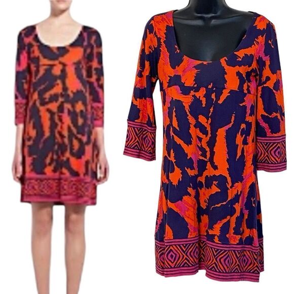 DVF Diane Von Furstenberg Vintage Laetitia 100% Silk Shift Mini Dress Sz 2 - Picture 1 of 14
